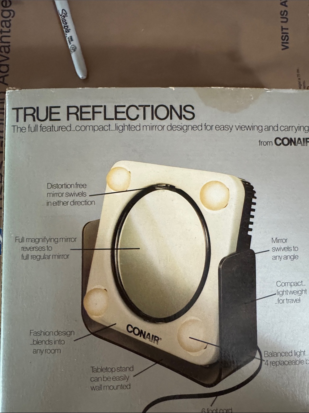 Conair True Reflections Lighted Compact Mirror — Cream